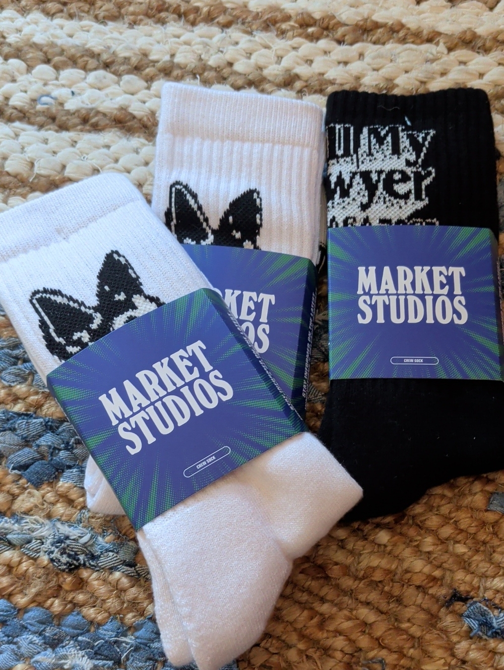 Market Studios Men’s Crew Socks - Black & White